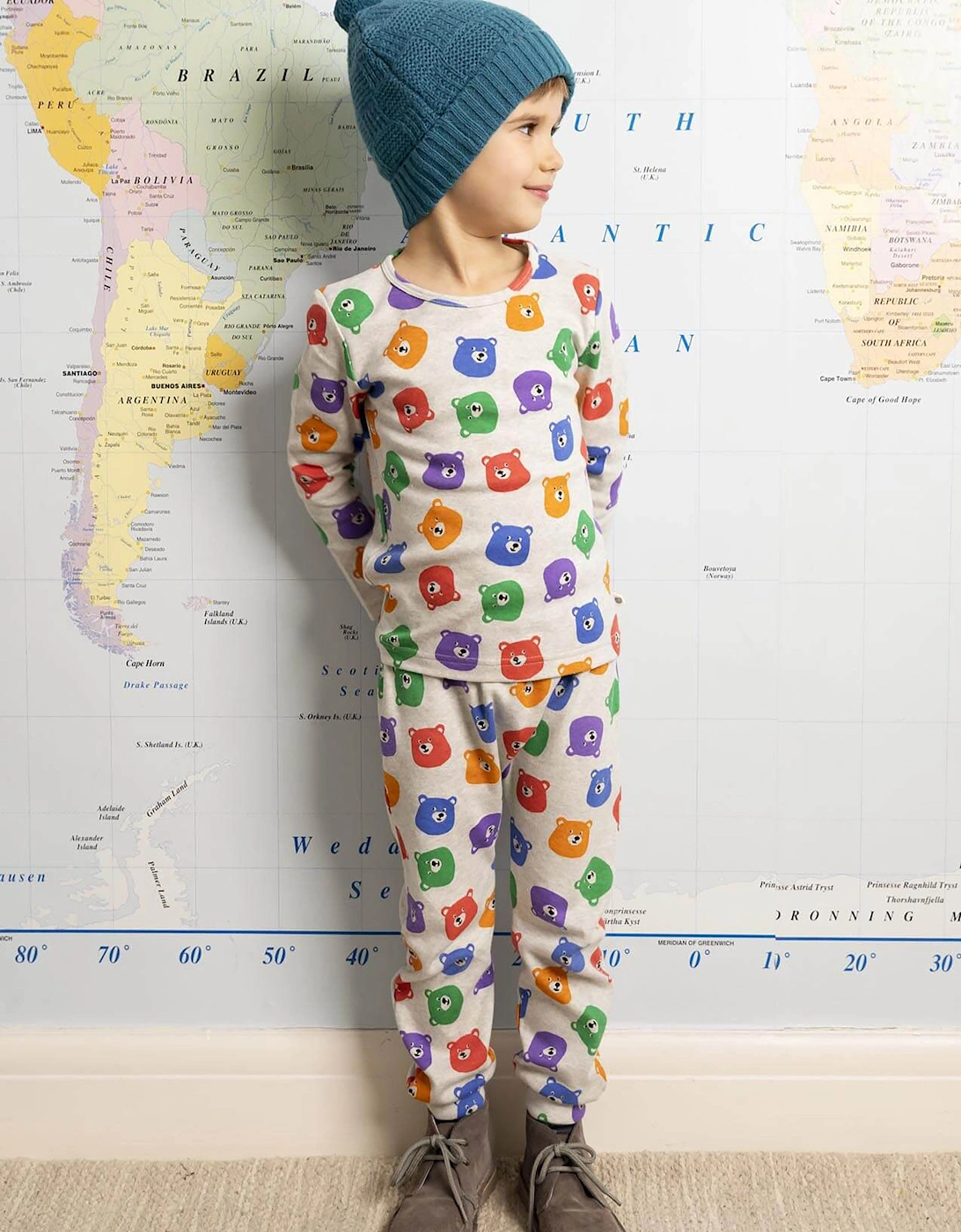 Kids Bubbly Bears Trousers in Grey