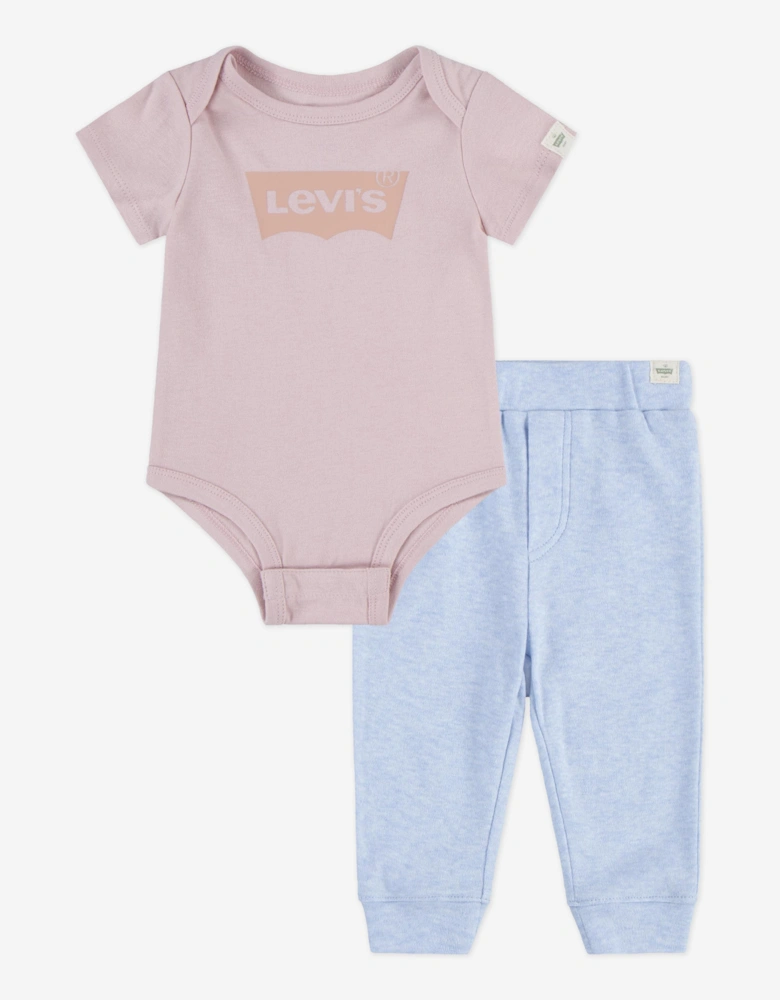 Baby Girls Batwing Bodysuit Set in Pink