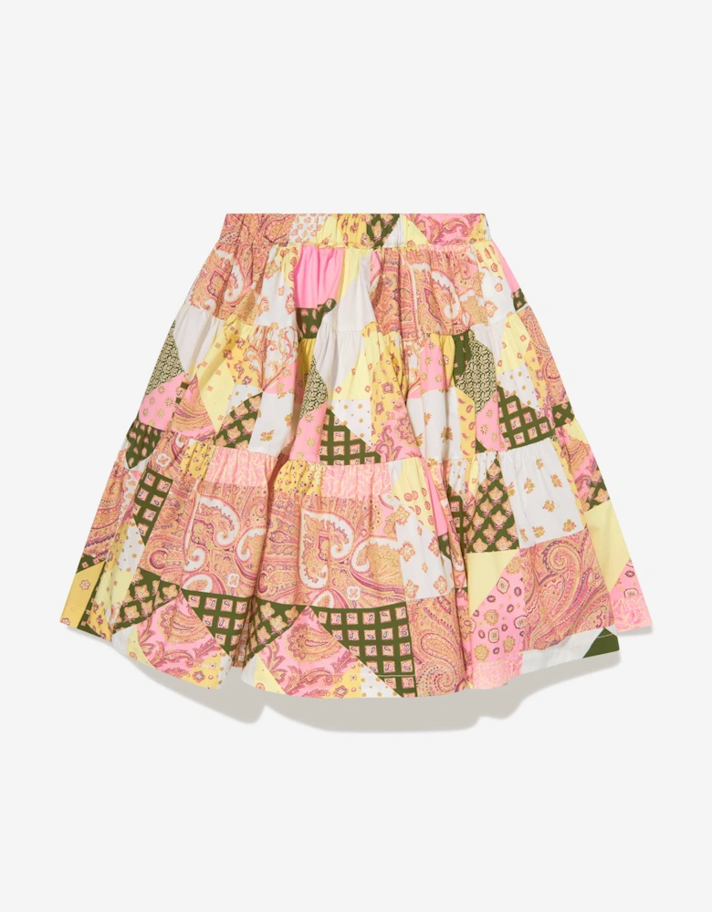 Girls Paisley Patchwork Skirt in Pink