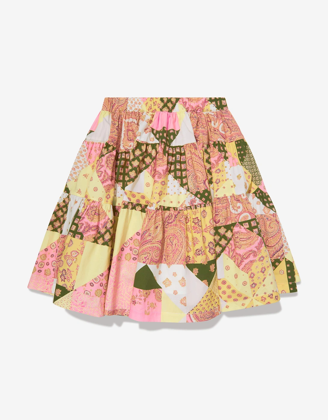 Girls Paisley Patchwork Skirt in Pink