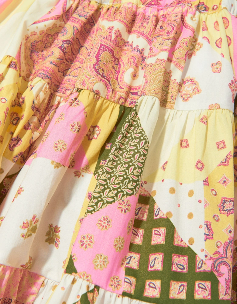 Girls Paisley Patchwork Skirt in Pink