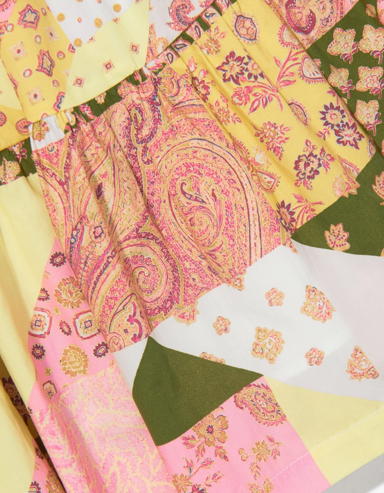 Girls Paisley Patchwork Skirt in Pink