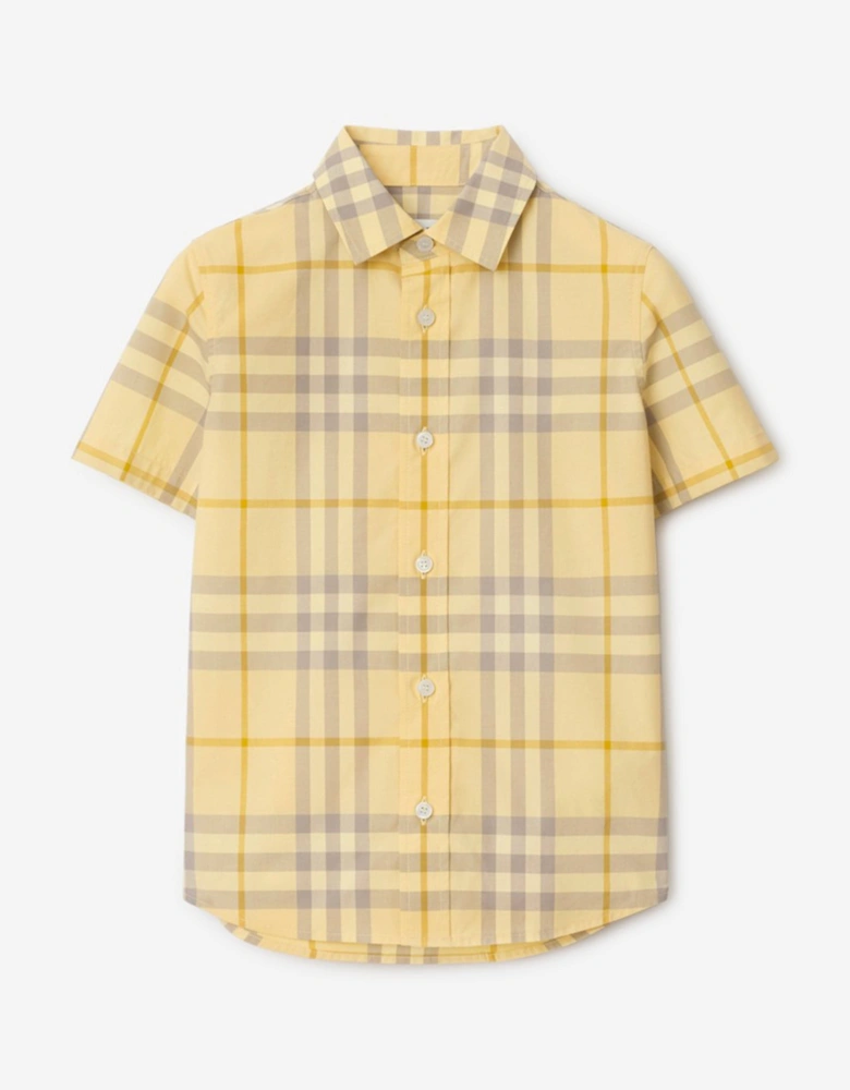 Boys Owen Check Short Sleeve Shirt in Yellow