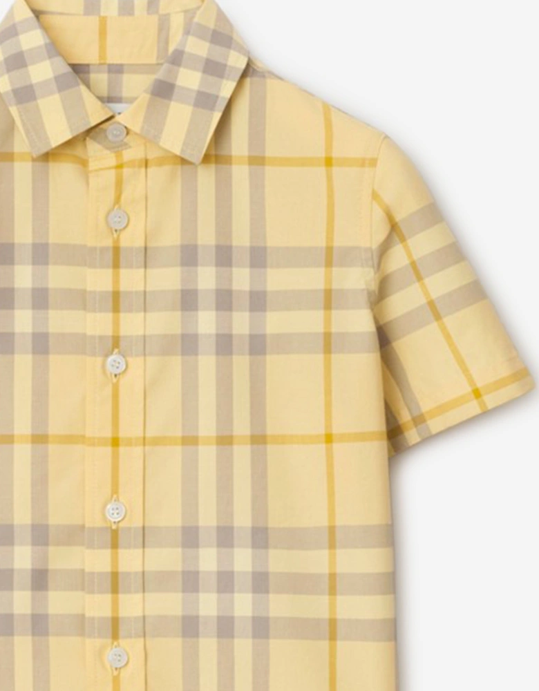 Boys Owen Check Short Sleeve Shirt in Yellow