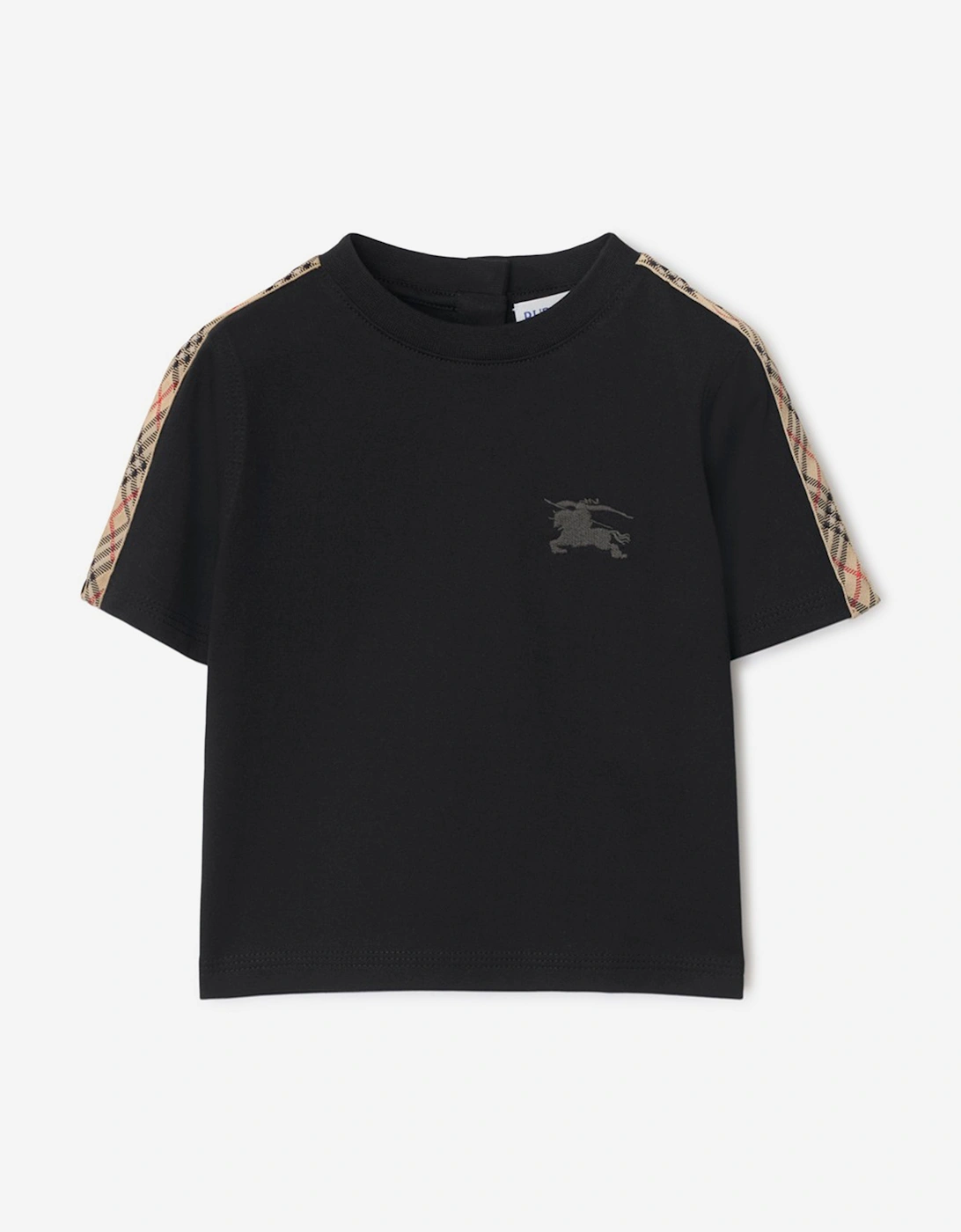 Baby Boys Cedar Check Tape T-Shirt in Black, 5 of 4