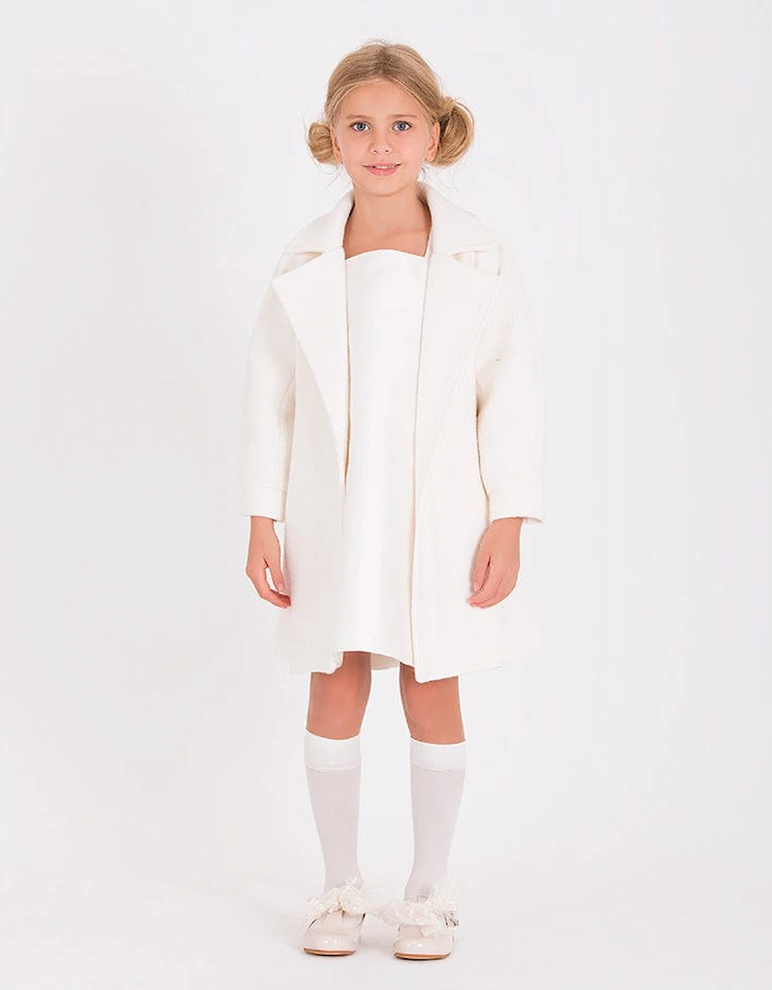 Girls Long Coat in White