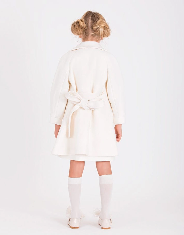 Girls Long Coat in White