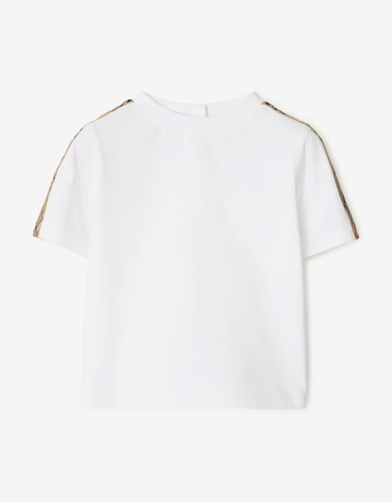 Baby Girls Cedar Check Tape T-Shirt in White