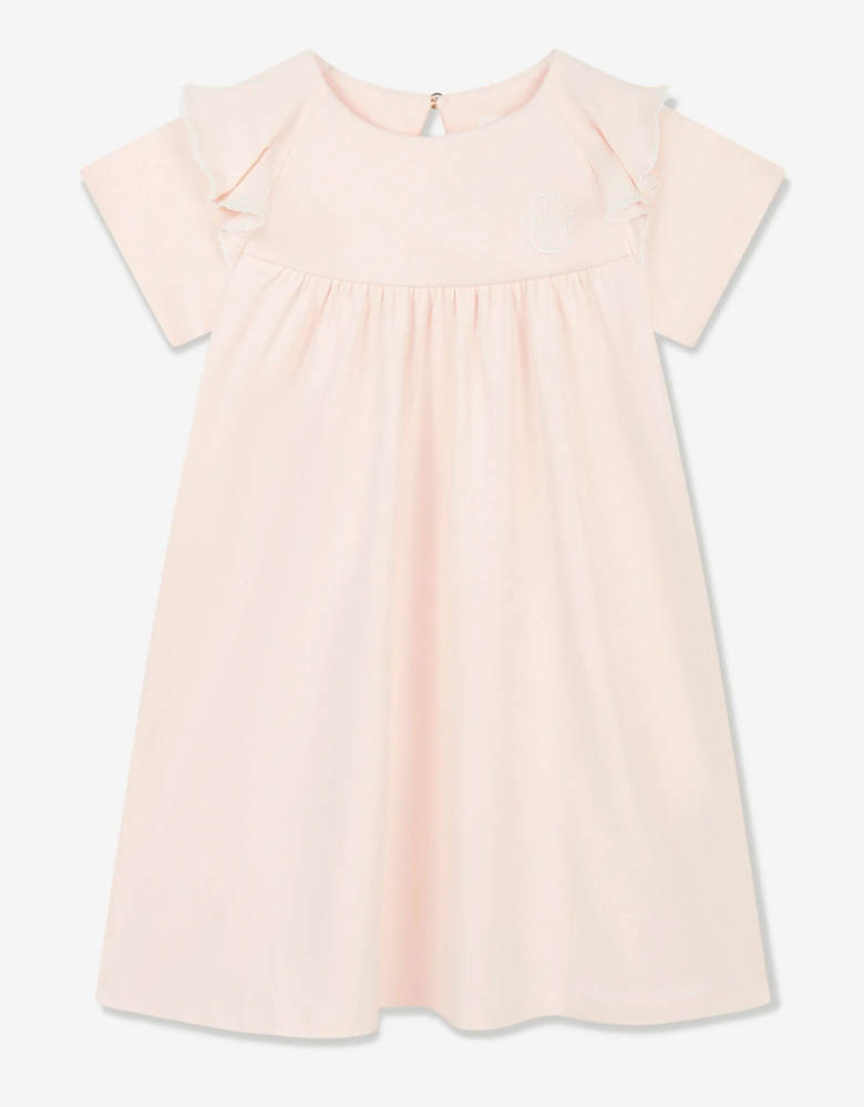 Girls Cotton Ruffle Dress in Pink