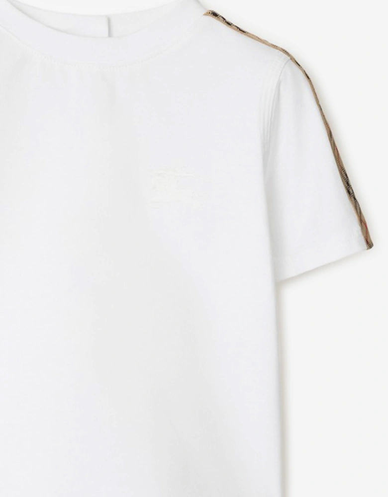 Baby Girls Cedar Check Tape T-Shirt in White