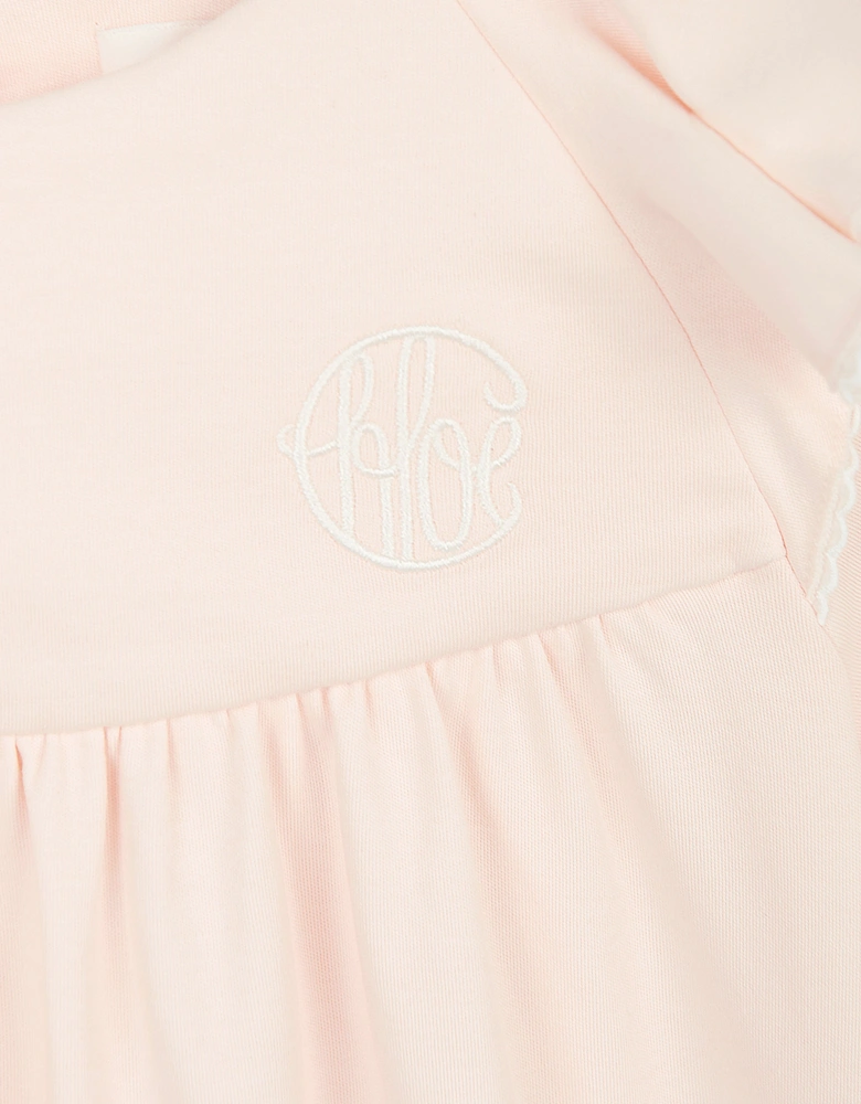 Girls Cotton Ruffle Dress in Pink