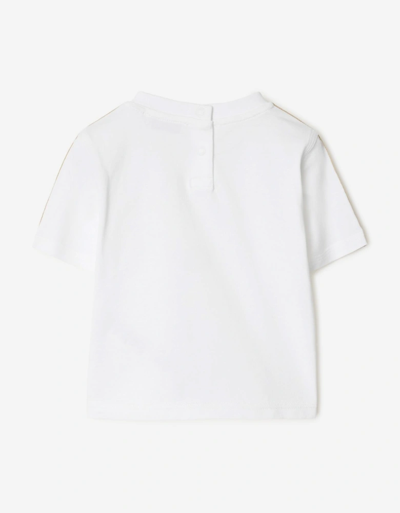 Baby Girls Cedar Check Tape T-Shirt in White