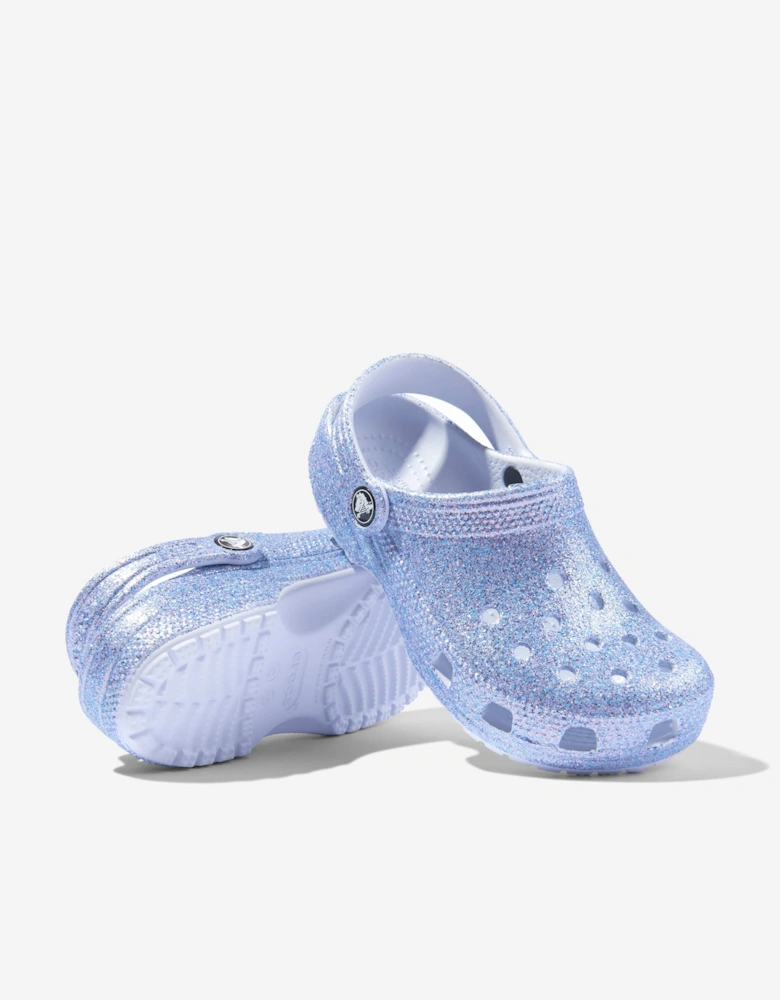 Girls Classic Glitter Clog in Blue