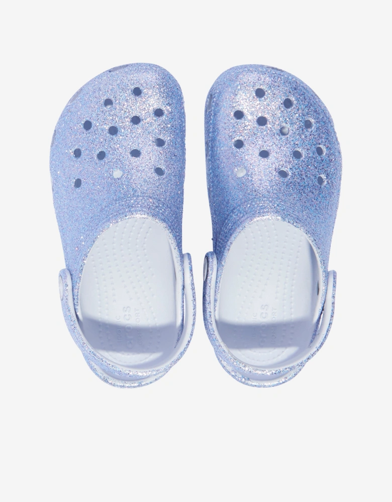 Girls Classic Glitter Clog in Blue