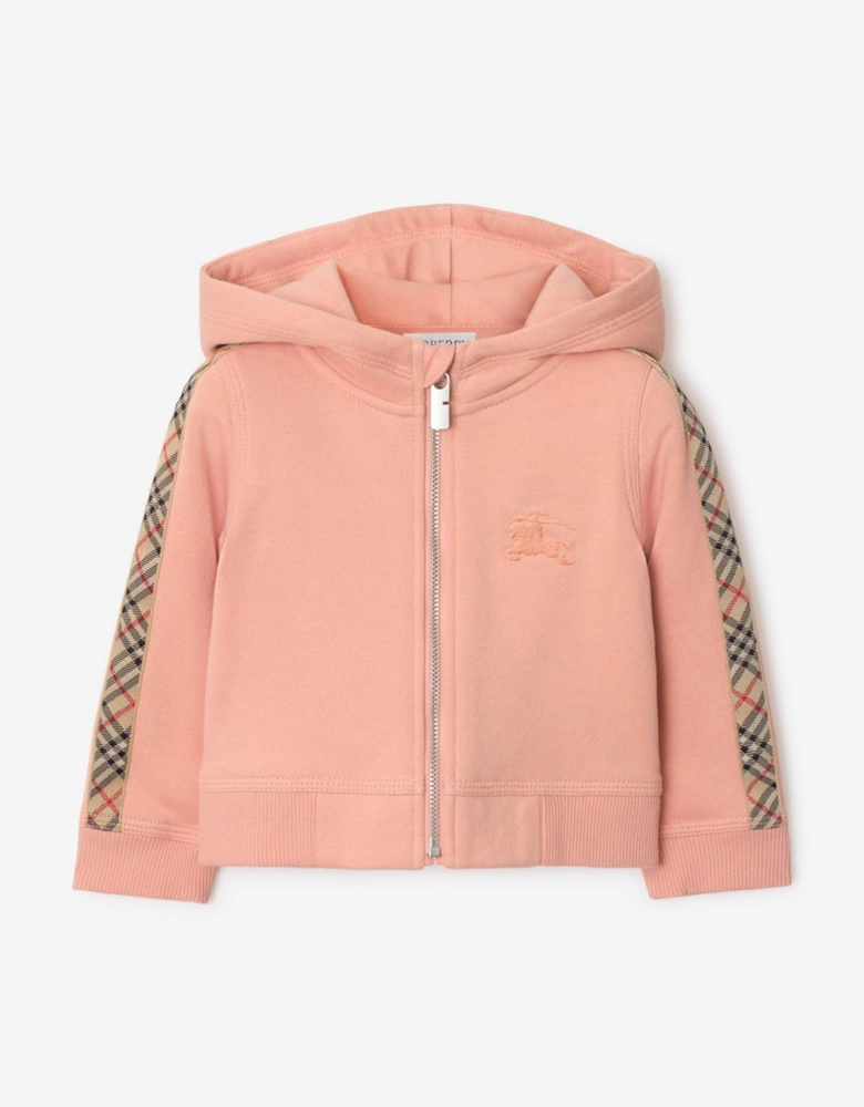 Baby Girls Mini Elin Check Tape Zip Up Top in Pink