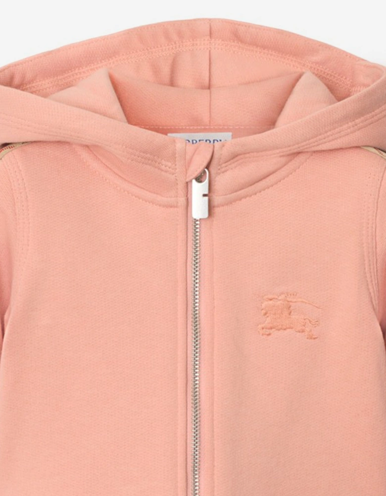 Baby Girls Mini Elin Check Tape Zip Up Top in Pink