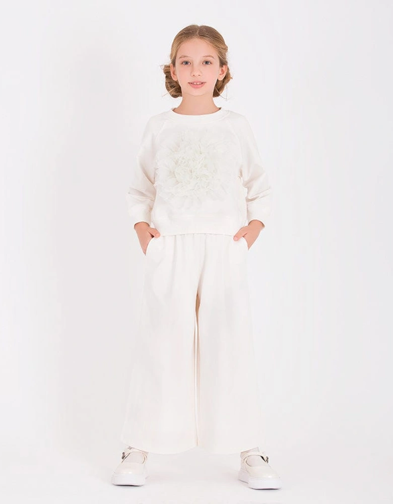 Girls Wide Leg Pants in White