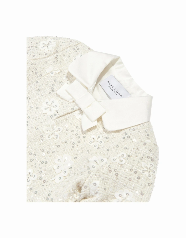 Girls Sequin Embroidered Jacket in White