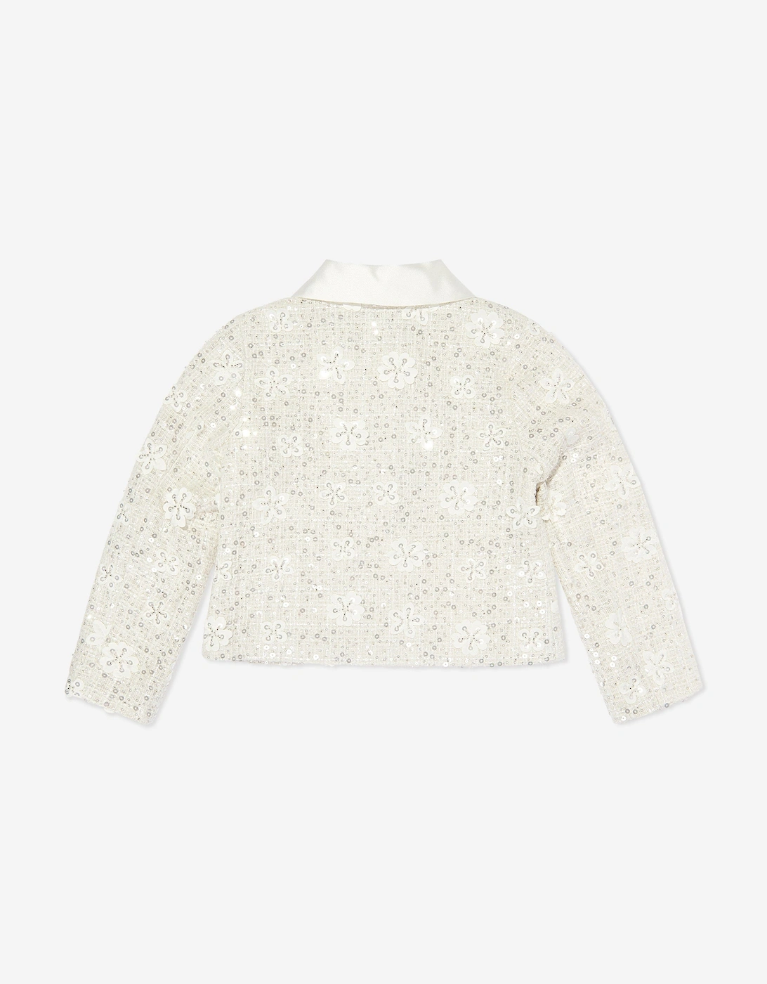 Girls Sequin Embroidered Jacket in White