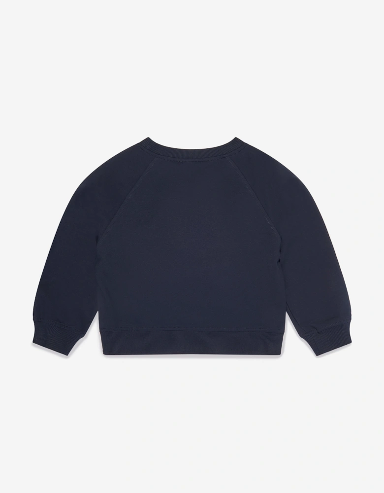Girls Organza Flower Sweatshirt in Navy