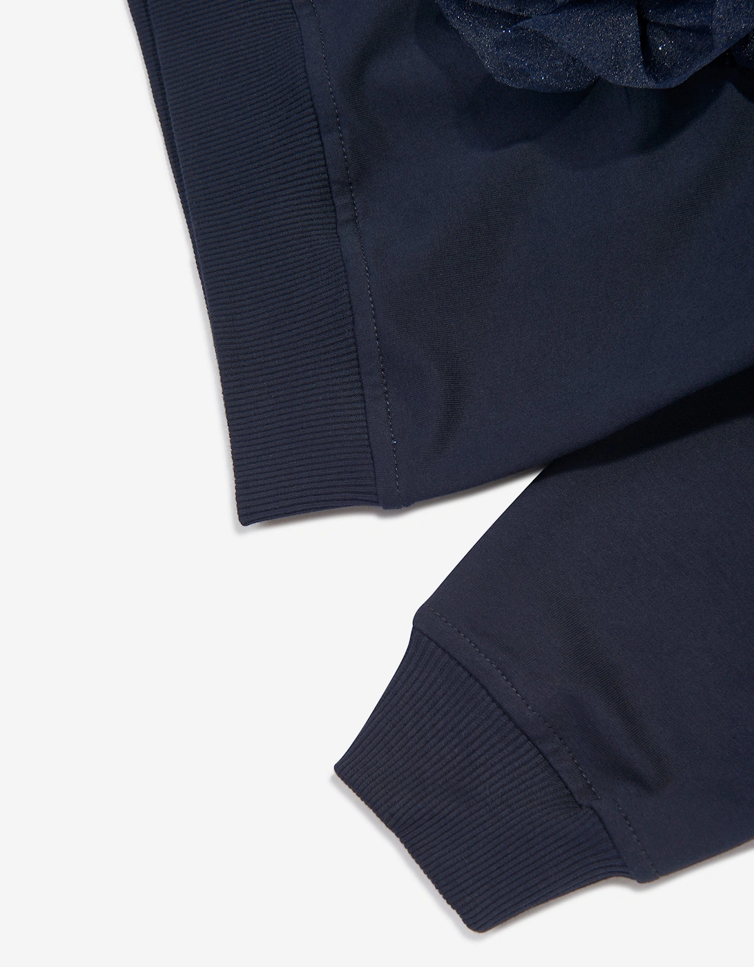 Girls Organza Flower Sweatshirt in Navy