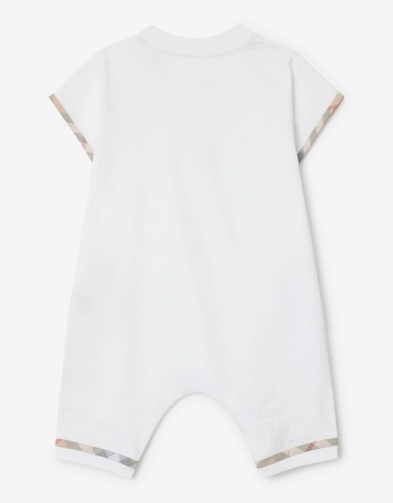 Baby Jenson Check Trim Romper in White