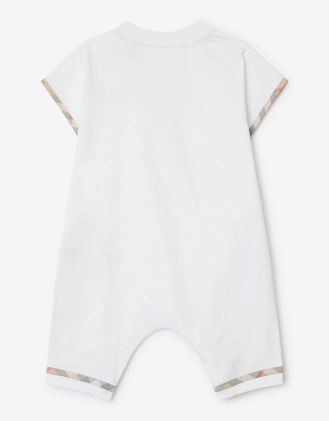 Baby Jenson Check Trim Romper in White