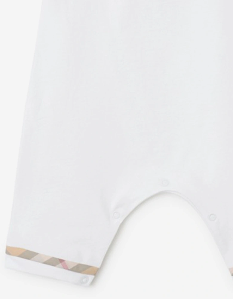 Baby Jenson Check Trim Romper in White