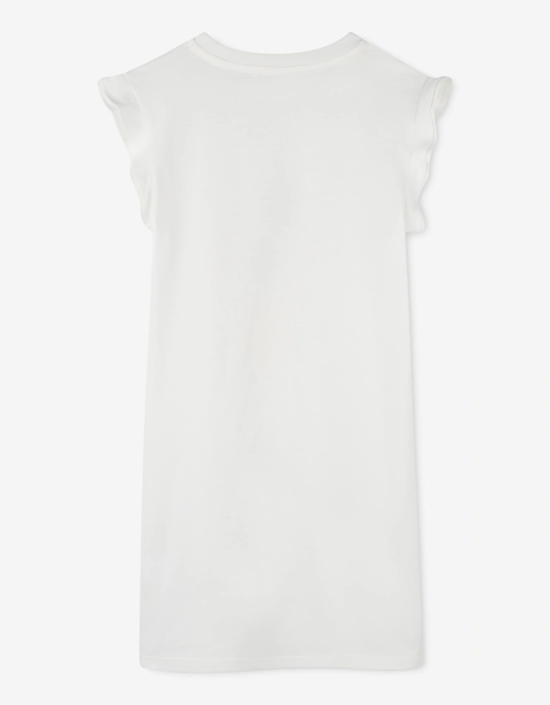 Girls Palm Tree Jersey Dress in Ivory