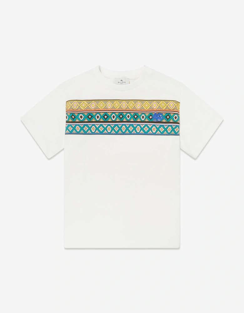 Boys Striped Pattern T-Shirt in Ivory