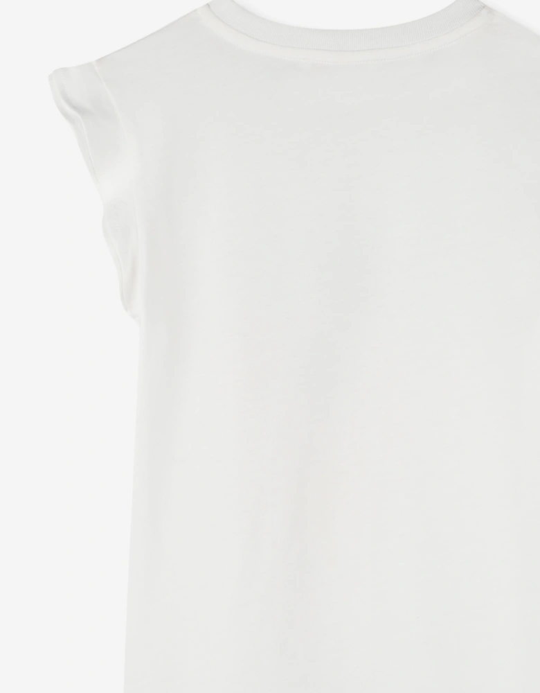 Girls Palm Tree Jersey Dress in Ivory