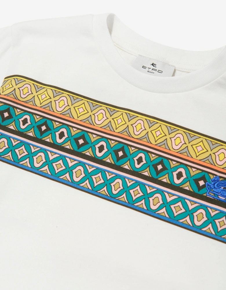 Boys Striped Pattern T-Shirt in Ivory