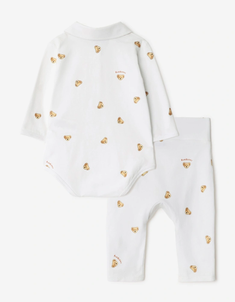 Baby Mini Bear Bodysuit Set in White