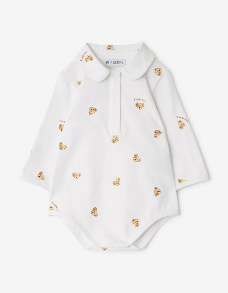 Baby Mini Bear Bodysuit Set in White