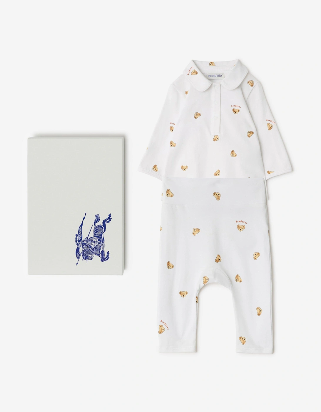 Baby Mini Bear Bodysuit Set in White