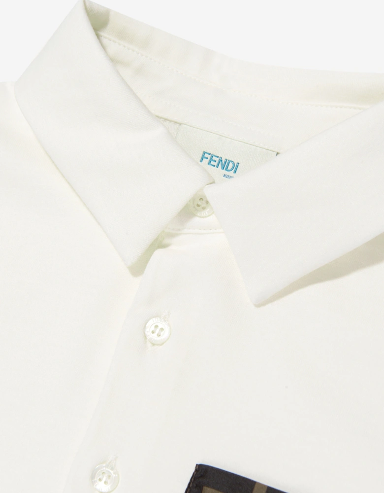 Boys Logo Pocket Polo Shirt in Ivory