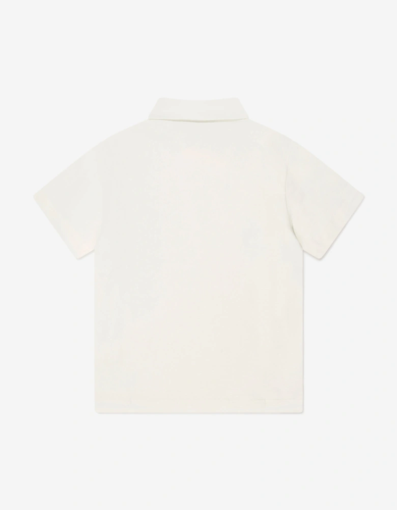 Boys Logo Pocket Polo Shirt in Ivory