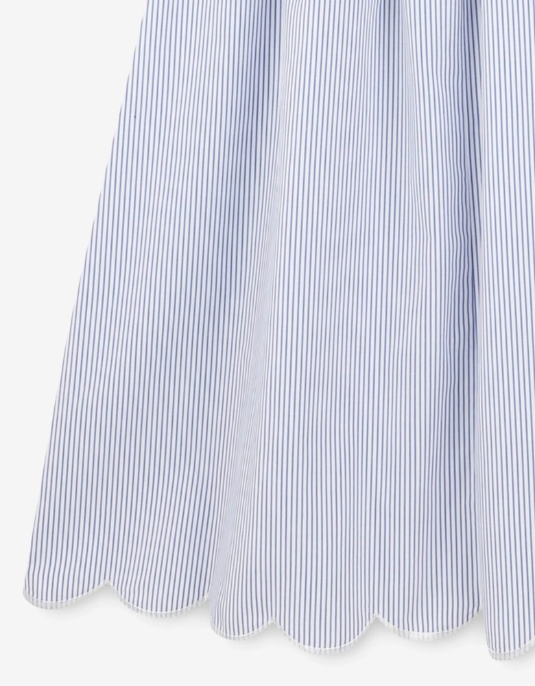 Girls Striped Flower Embroidered Dress in Blue