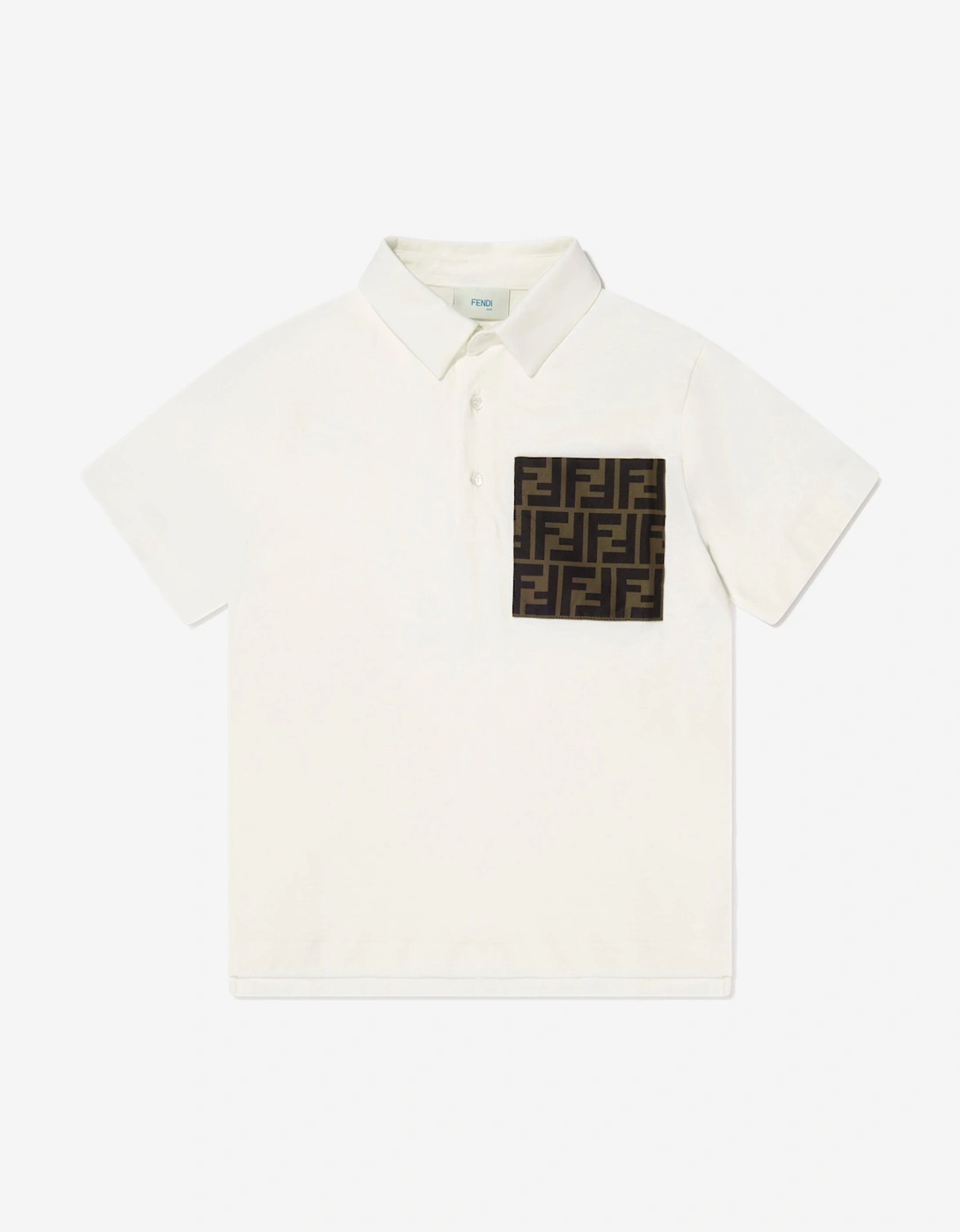 Boys Logo Pocket Polo Shirt in Ivory, 5 of 4