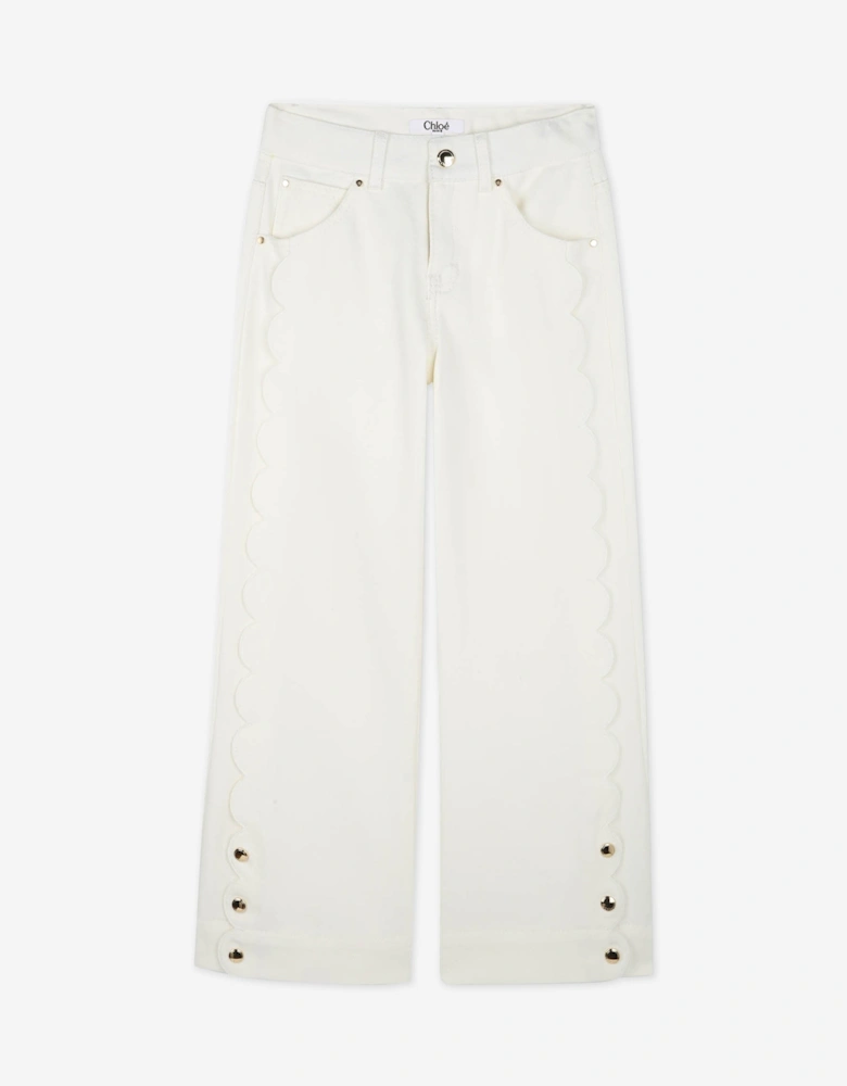 Girls Denim Trousers in Ivory