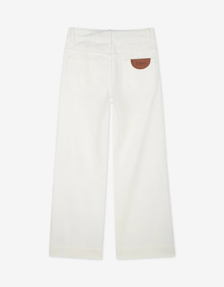 Girls Denim Trousers in Ivory