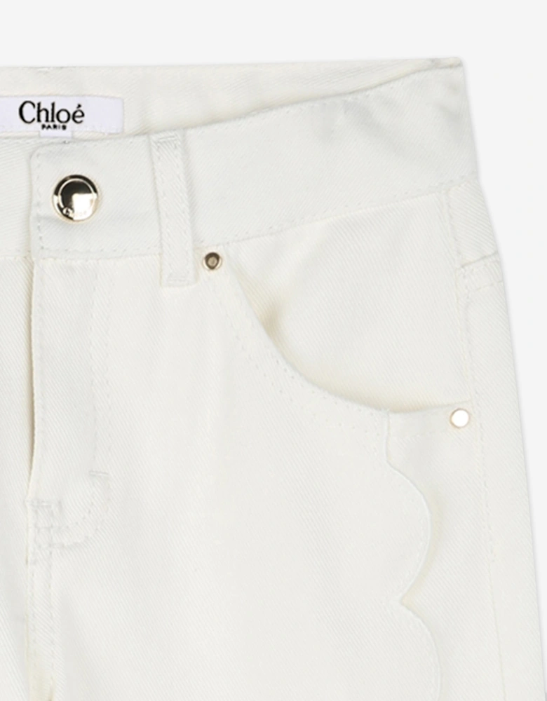 Girls Denim Trousers in Ivory