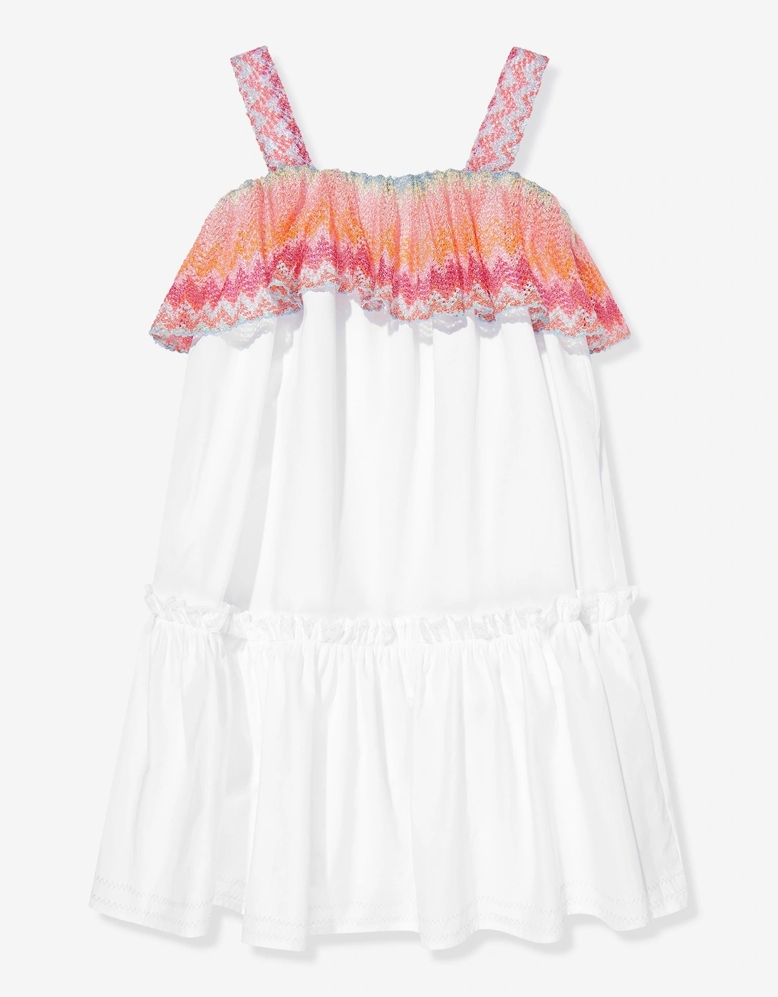 Girls Zigzag Trim Sundress in White, 5 of 4