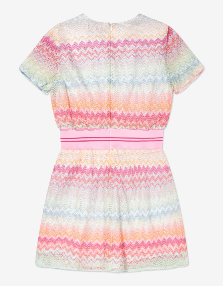 Girls Knitted Zigzag Dress in Multicolour