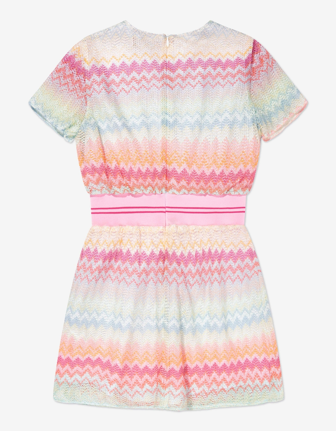 Girls Knitted Zigzag Dress in Multicolour