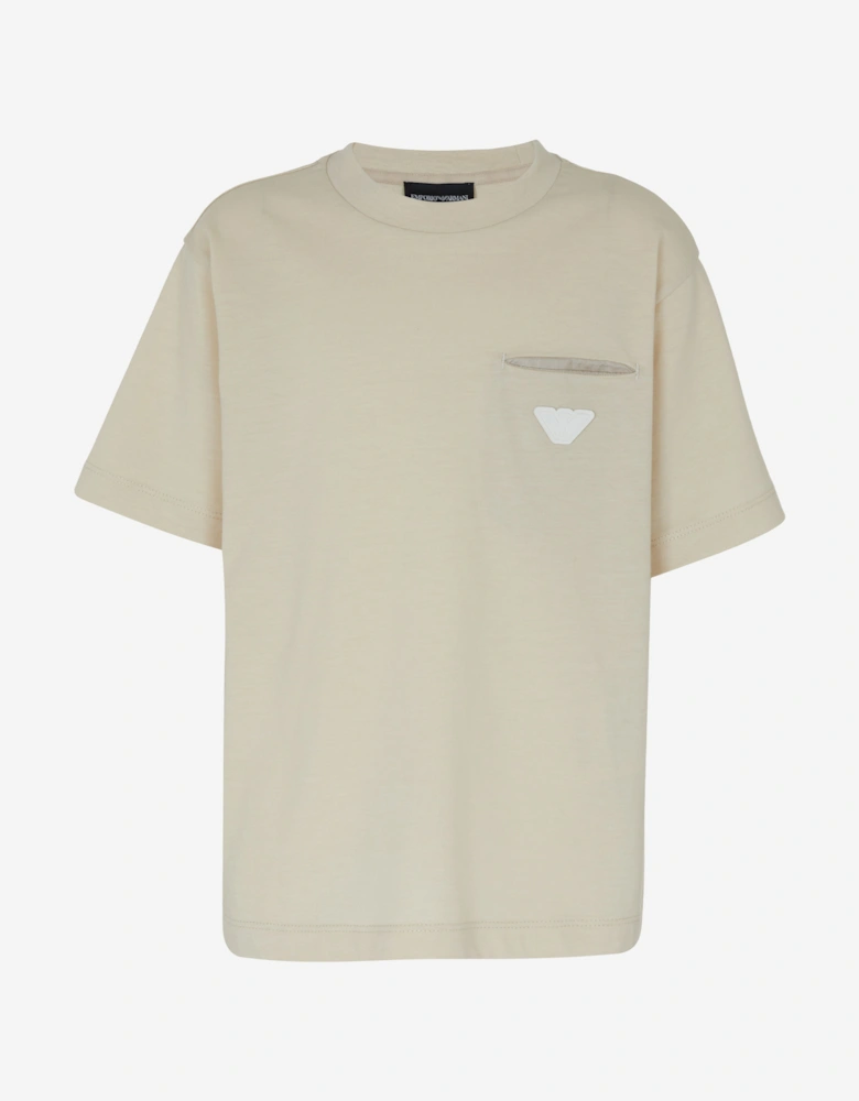 Boys Logo Pocket T-Shirt in Beige
