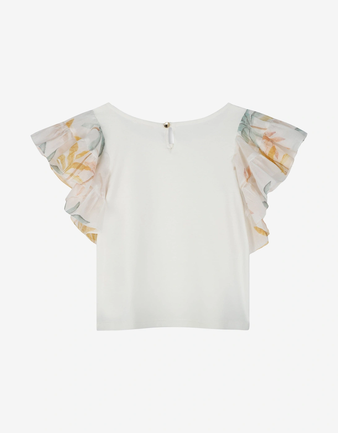 Girls Palm Grove Ruffle Top in Ivory