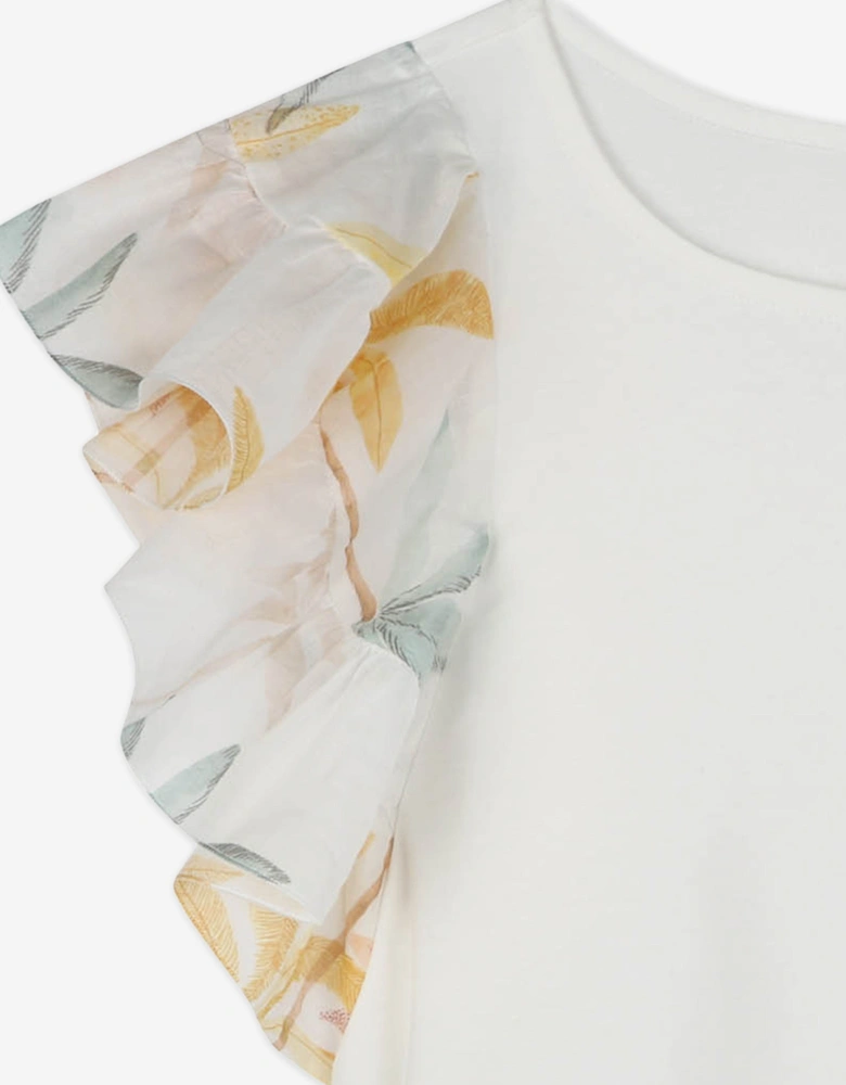Girls Palm Grove Ruffle Top in Ivory