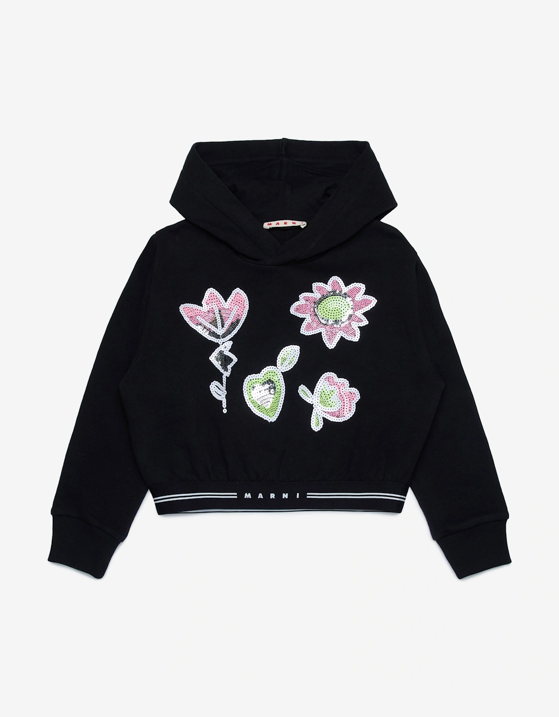 Girls Applique Hoodie in Black