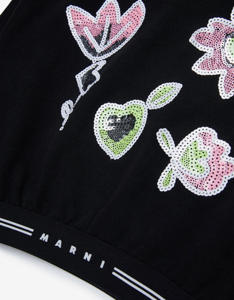Girls Applique Hoodie in Black